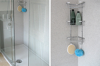 Quartz wall covering for shower cubicle